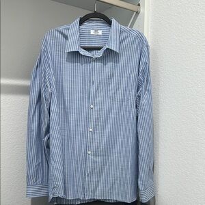 Calvin Klein Blue and White Casual Button Down Shirt